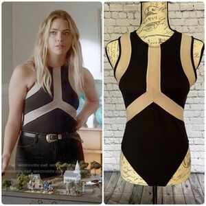 Topshop Black and Tan Bodysuit